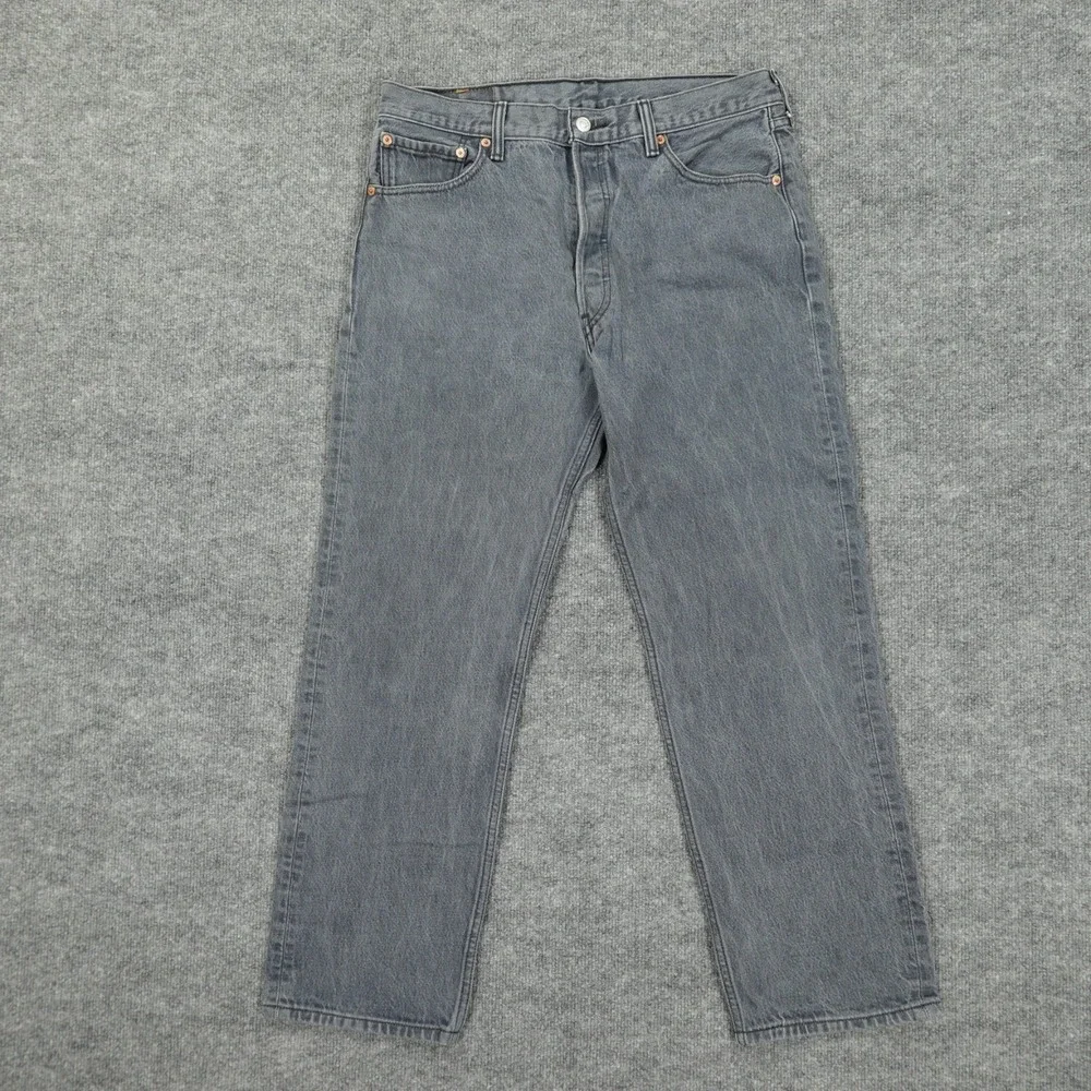 Levis 501 Mens Jeans 34x30 Original Straight Button Fly Gray